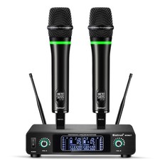 Wireless Microphone, Rechargeable Metal Dual UHF Cordless Dynamic Handheld Mi...