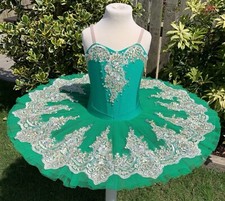 Tutù da balletto,costume classico pancake tu tu danza.Abito.Verde smeraldo.Regno Unito.