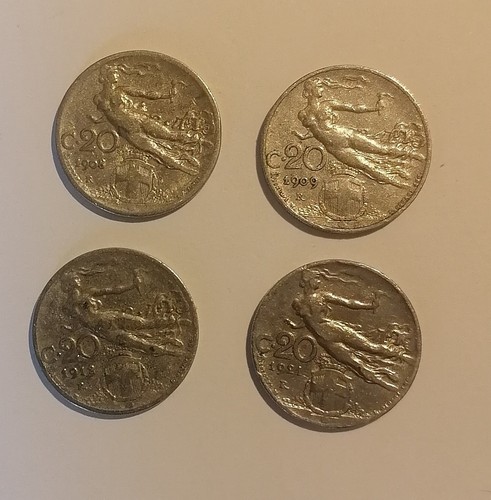 Quattro monete centesimi - monete,