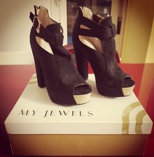 Bellissime Scarpe scamosciate, tacco 12, plateau 3