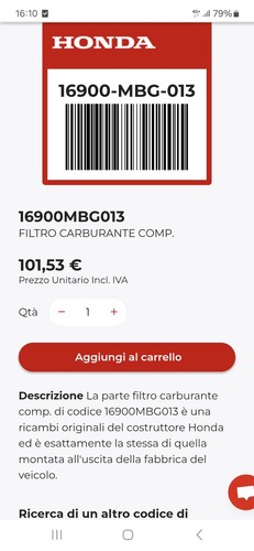 Filtro benzina originale - originale, honda