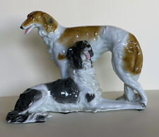Meravigliosa elegante coppia di cani borzoi levriero in porcellana