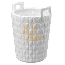 Hampton Cesto Rotondo in Ceramica con Manici Vaso Bianco Vaso Interno Esterno Giardino