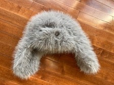 Cappello russo cacciatore soffice grigio pelliccia sintetica piccolo vintage