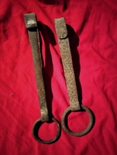 Coppia Antichi Ganci Molle Mollettoni Da Pozzo In Ferro Forgiato
