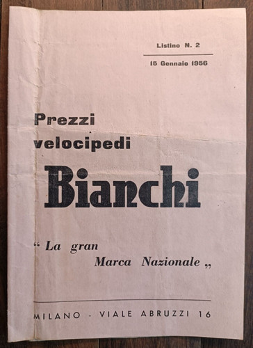 Bianchi 1956 listino prezzi - bianchi,