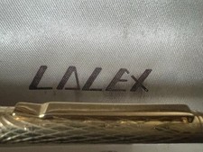 🔴 LALEX penna sfera placcata dorata a rombi scrive vintage con astuccio