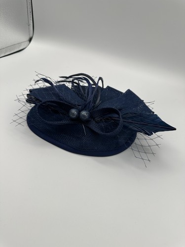 Cappello fascinator blu navy - cappello,