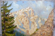 Anni 20/30 del '900 - dipinto ad olio firmato - Macugnaga - Monte Bianco