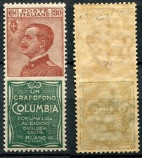 REGNO D'ITALIA 1924 PUBBLICITARIO COLUMBIA CENT 30 MNH** CAT. 9