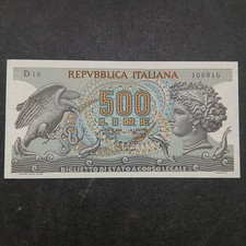 1967 ITALY REPVBBLICA ITALIANA 500 LIRE (UNCIRCULATED) PAPER BANK NOTE
