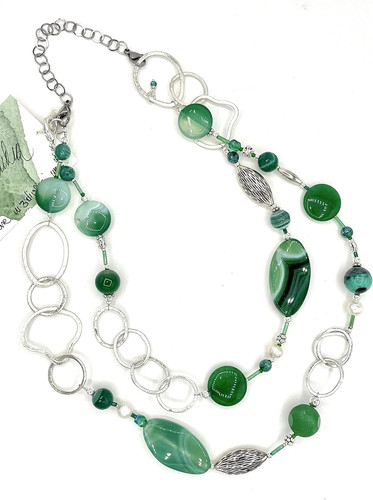 Collana verde lunga pietre - verde, in
