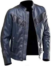 Giacca uomo pelle nera e blu