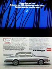 Pubblicità Oldsmobile Cutlass Supreme Avis 1985 stampa originale 8,5 x 11"