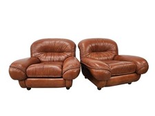 Poltrone anni '70 in pelle | Poltrone vintage marroni | Poltrone Club moderne