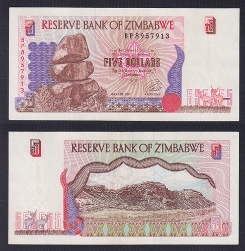Banconota zimbabwe dollars - zimbabwe, 5