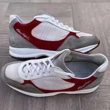 Santoni sneakers uomo tg. 6.5 40.5 scamosciato tessuto bianco