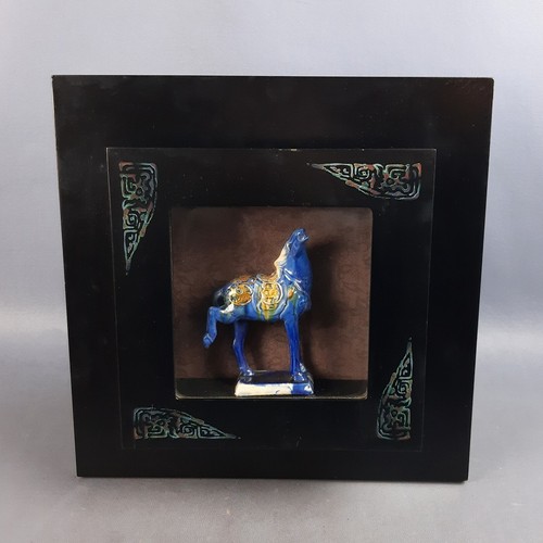 Quadro teca cavallo porcellana - teca,