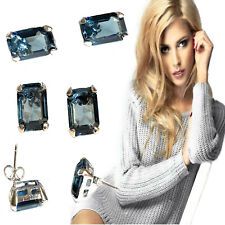 Orecchini donna in argento 925 con cristallo rettangolare swarovski acqua marina