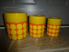 Set barattoli metallo a pois vintage mod contrappunto hippie anni 60 70 made Japan MCM