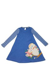 Mini abito Boden Delft blu gufi con applicazioni taglia 5-6 anni OTTIME condizioni! Indossato 2 volte