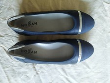 Hogan ballerine in pelle e camoscio blu e argento misura 37,5