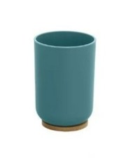 PORTA SPAZZOLINO HAITI IN PLASTICA E BAMBOO COLORE COLORE ACQUAMARINA E BAMBOO