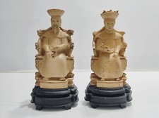 Statue cinesi in resina coppia di statuine orientali vintage imperatori Cina