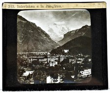 SVIZZERA Interlaken e Jungfrau diapositiva fotografica lanterna magica