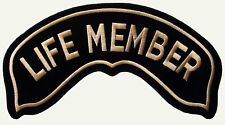 Toppa Patch ROCKER Grande Harley Davidson Life Member, colore giallo cm 30 x 10