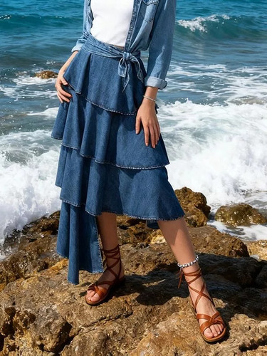 Gonna lunga blu jeans - gonna,