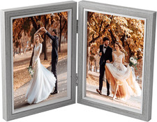 Portafoto Pieghevole in Legno Doppia, 13X18 Cm Foto Cornice Doppia, Portafoto Do