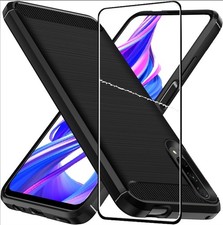 Cover per HUAWEI P Smart 2019-2020 Tpu Custodia CARBON FIBER ,Pellicola VETRO 