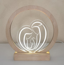 Lampada Led Natività, Presepe Stilizzato Moderno in Legno E Acrilico. Idea Regal