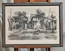 Pietro Annigoni (1910-1988) Litografia 28/125 Raffigurante Paesaggio Urbano
