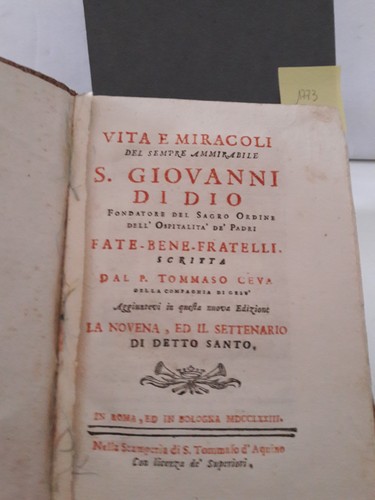 Antico libro religioso - , vita