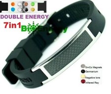 TITANIO Bracciale Energia Magnetica Bracciale Potere Salute Bio 7in1 Bio Nero 25689