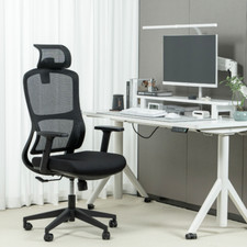 SEDIA UFFICIO ERGONOMICA POLTRONA REGOLABILE GIREVOLE RUOTE PRESIDENZIALE NERO