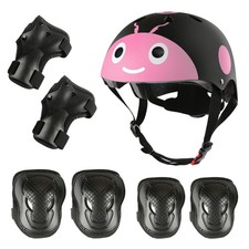 Set Casco Bici Bambini,Casco Regolabile per Età 4-11T Ragazzi Ragazze,Set Pad Bambino