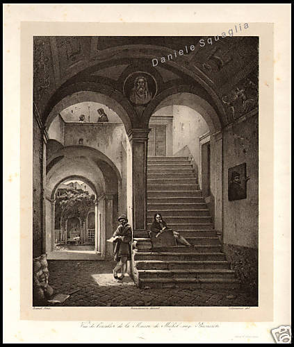 Litografia originale 1800 casa - litografia,