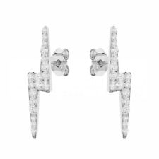 Orecchini Fulmine con Zirconi in Oro Bianco 18 Carati