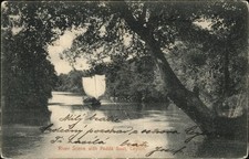 Ceylon Sri Lanka River Scene with Padda Boat