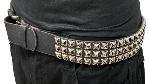 Cintura nera tre file argento - nera,