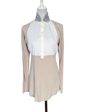 Brunello Cucinelli abito tunica abito camicetta nude bianco S