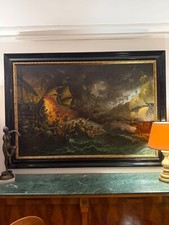 Papaluca Francesco Quadro Olio su Tela - Battaglia Navale Vascelli del XVII Sec.