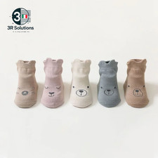 5 Paia Calzini Antiscivolo Bambino Orso Cotone Autunno Ginocchio