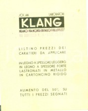 1936 MILANO Laboratori KLANG Listino prezzi caratteri tipografici legno metallo