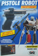 Pubblicità Advertising Italian 1985 TRASFORMER PISTOLE ROBOT WALTHER SET AGENTE.