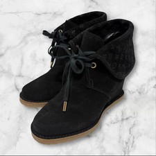 Stivaletti con zeppa monogramma scamosciati neri LOUIS VUITTON misura 35...