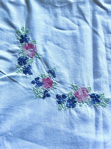 Lenzuolo vintage punto croce - vintage,
